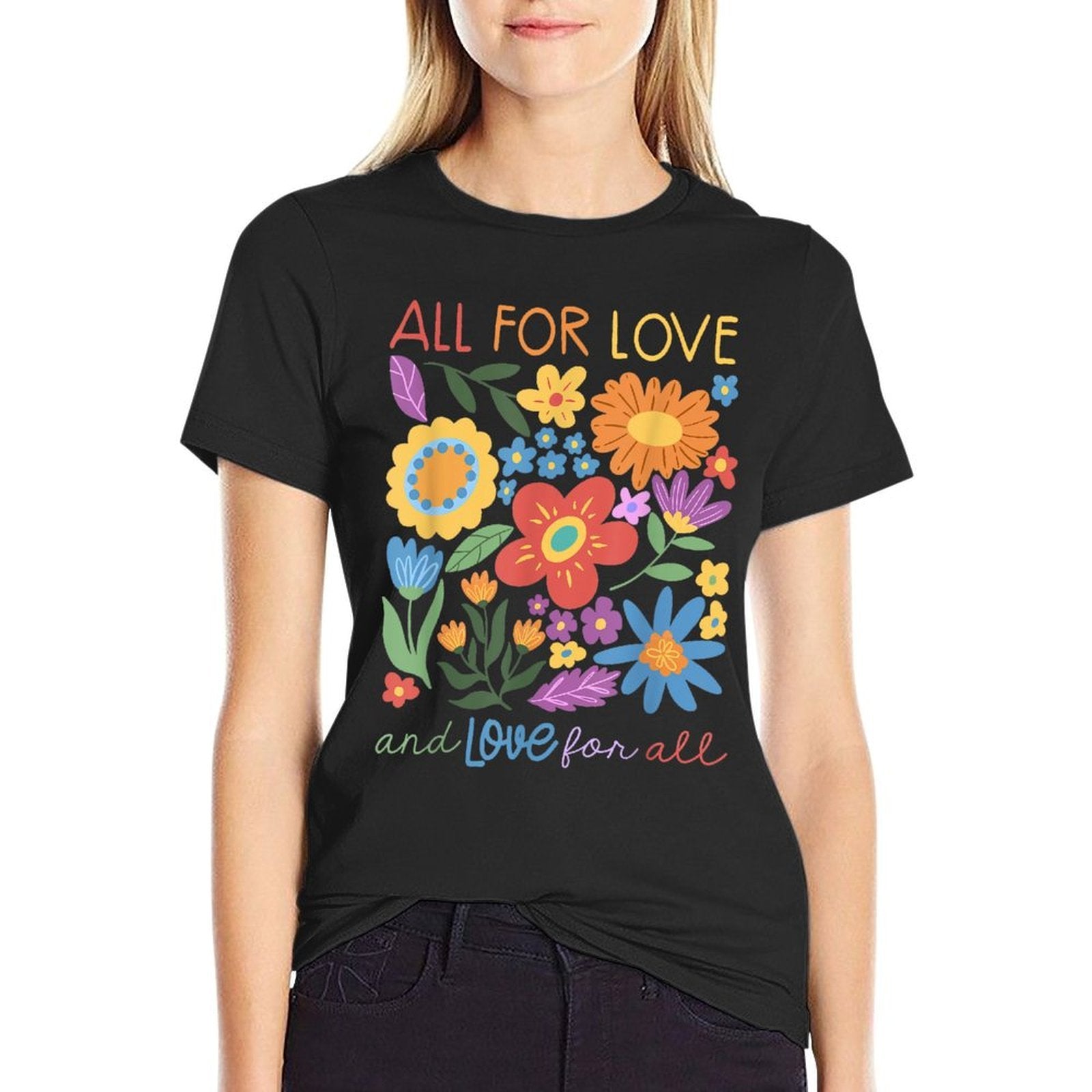 Wildflower Floral All For Love  Love For All LGBT Pride  Wrinkle-resistant T-Shirt