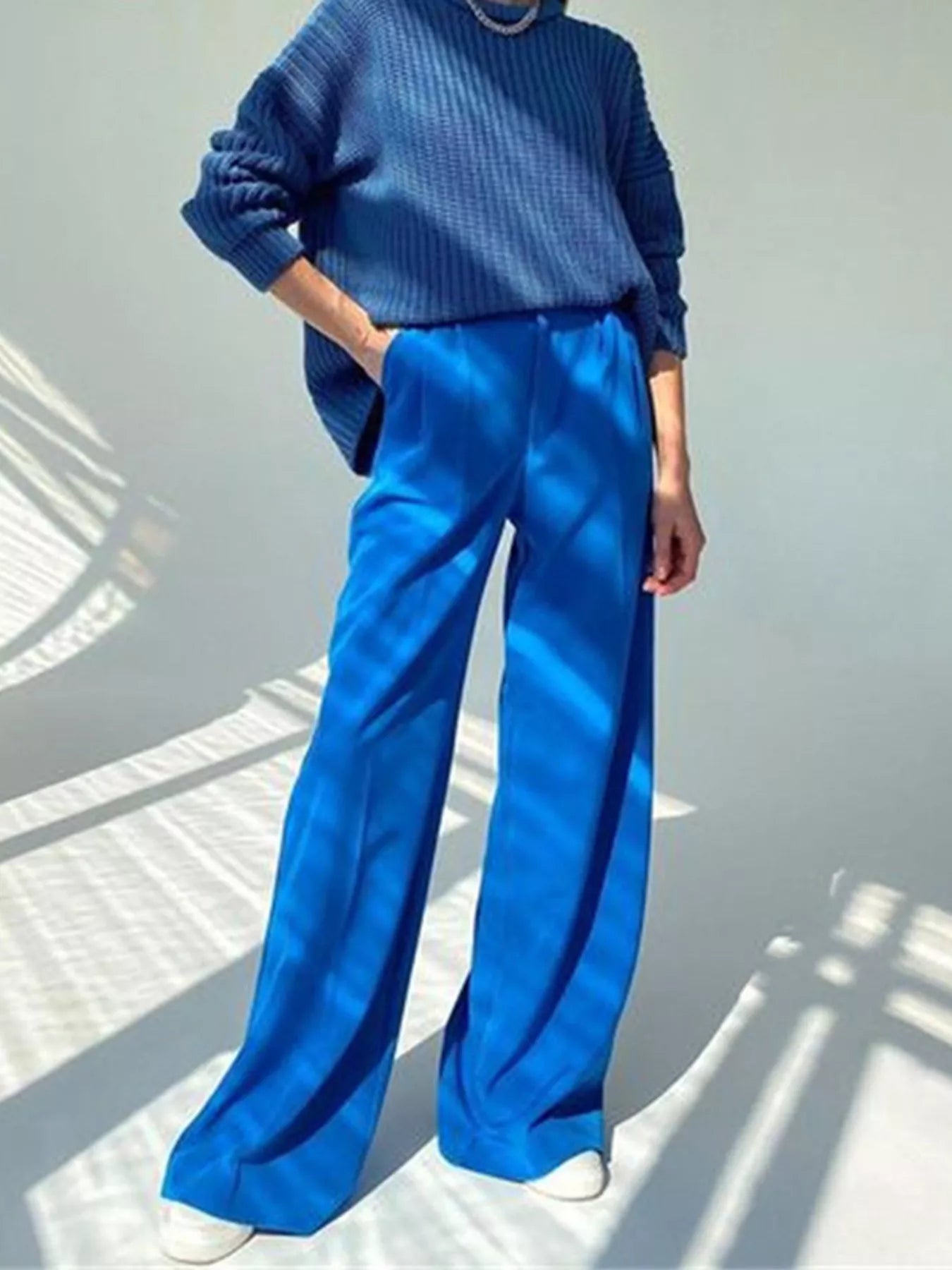 Women's High-Rise Wide Leg Pleated Pants – Relaxed Floor Length