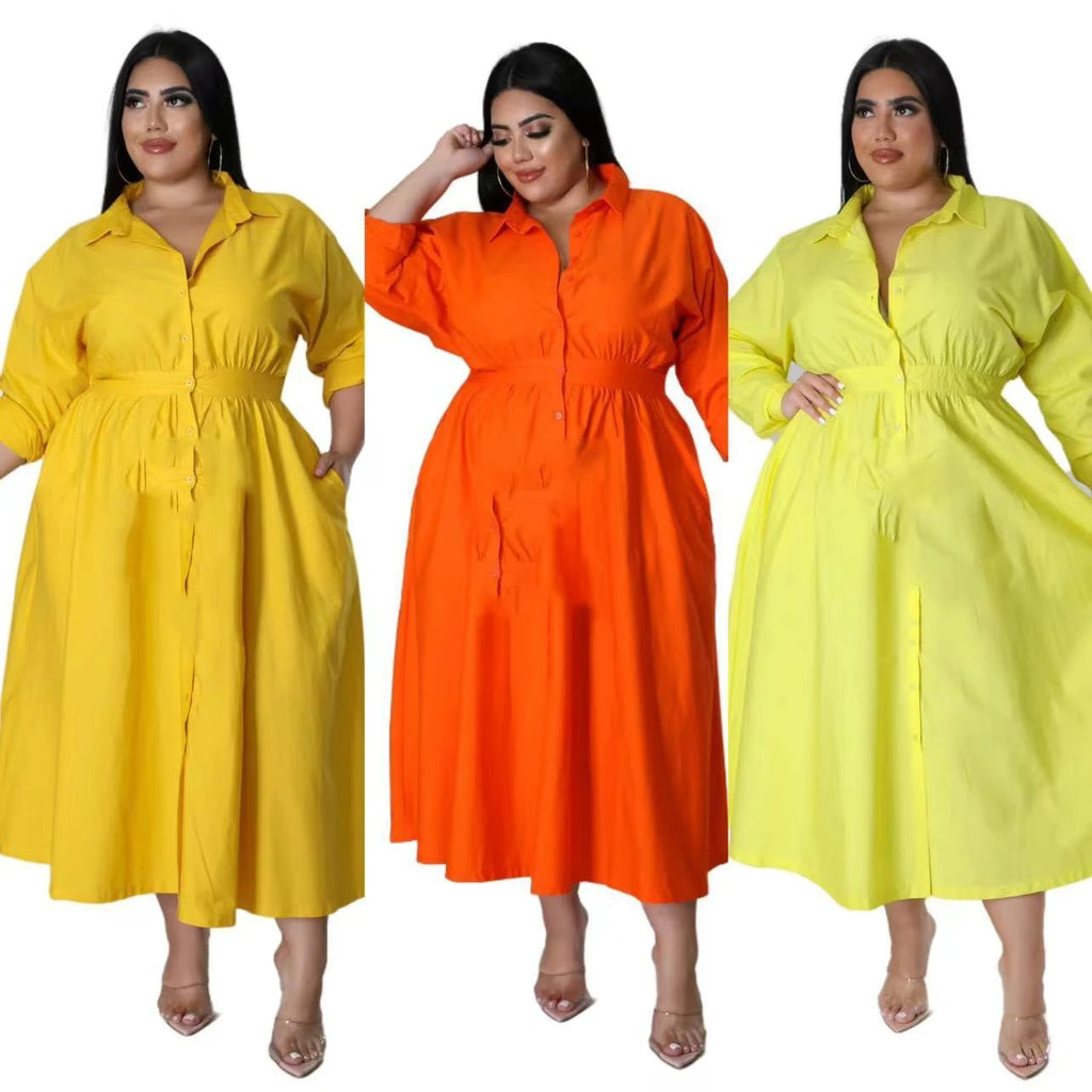Fashion Plus Size Women's dress long V-neck