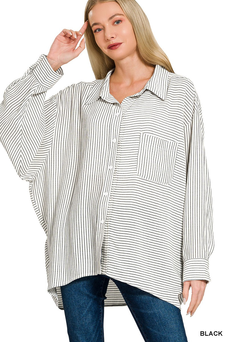 Woven Stripe Button Down Shirt