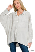 Woven Stripe Button Down Shirt