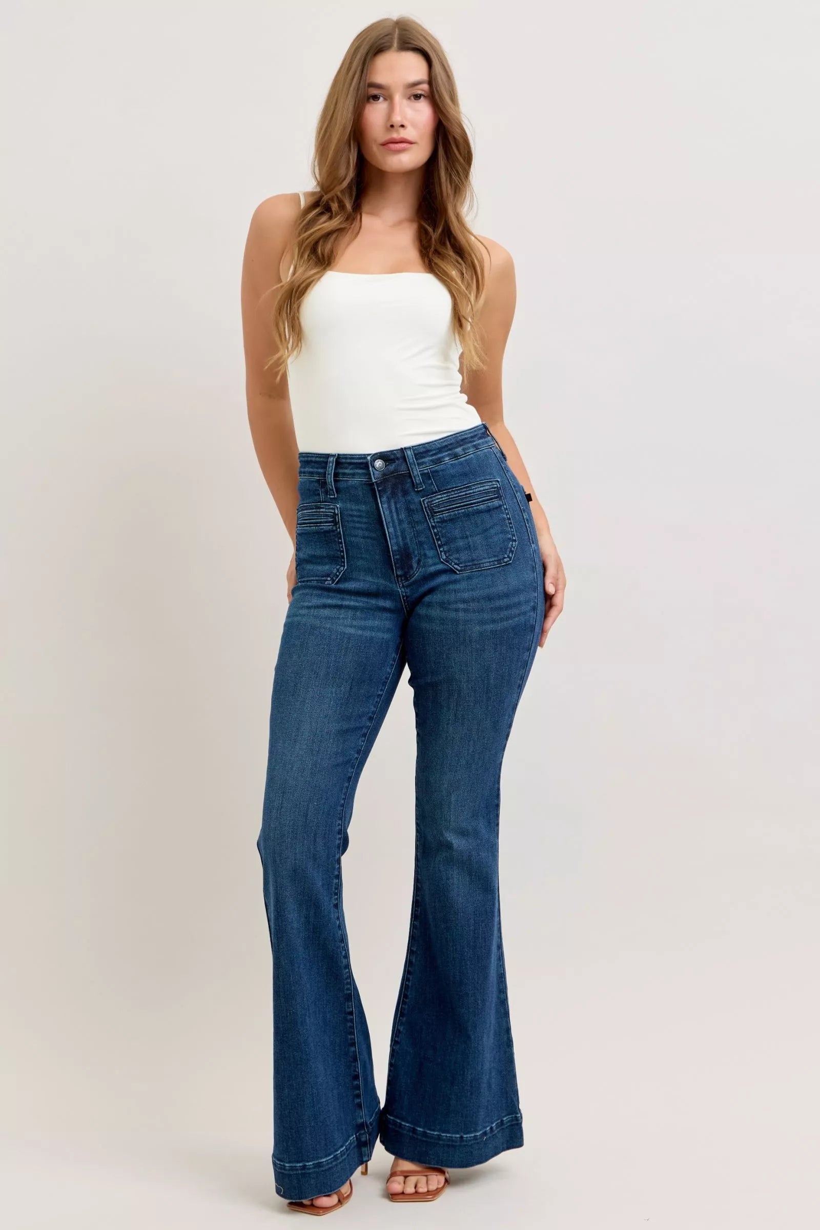 Judy Blue High Waisted Flare Jeans For Women With Front Pockets Versatile Flattering Silhouette