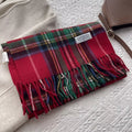 Wool Plaid Tassel Scarf - Cozy Winter Essential