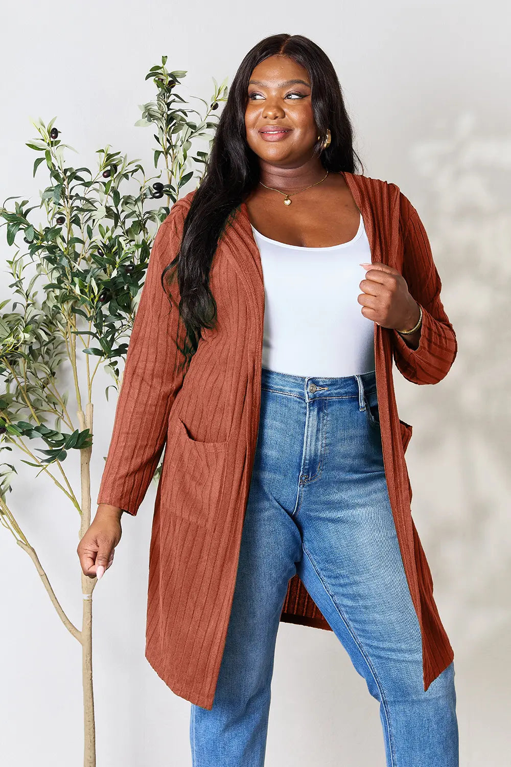 Basic Bae Full Size Hooded Cardigan