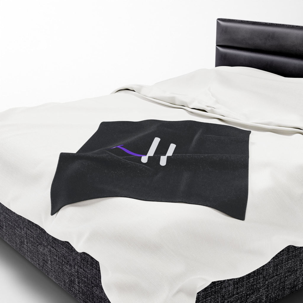 “Pause” Epilepsy Awareness Velveteen Blanket – Purple Ribbon Pause Symbol