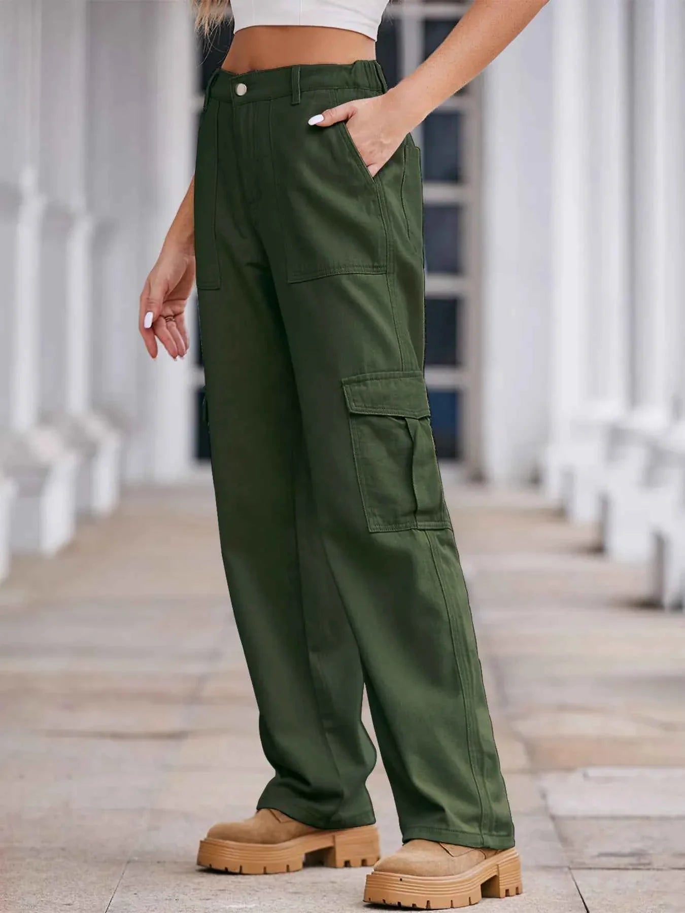 High-Waisted Cargo Jeans
