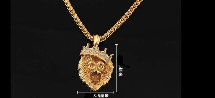 Silver and Gold Plated Crown Lion Luminous Necklace