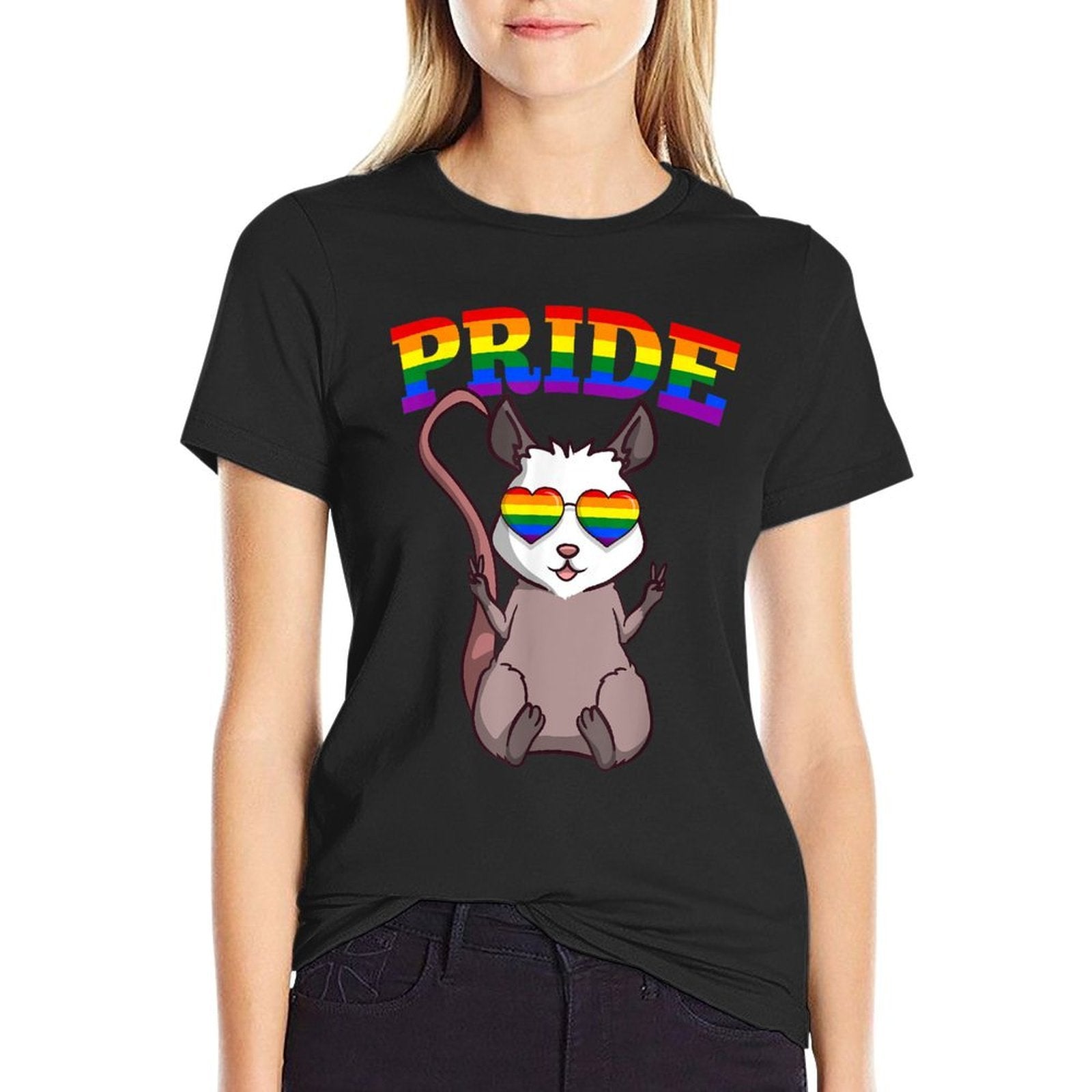 LGBT Possum Gay Pride Rainbow LGBTQ Cute Opossum  Tagless Design T-Shirt