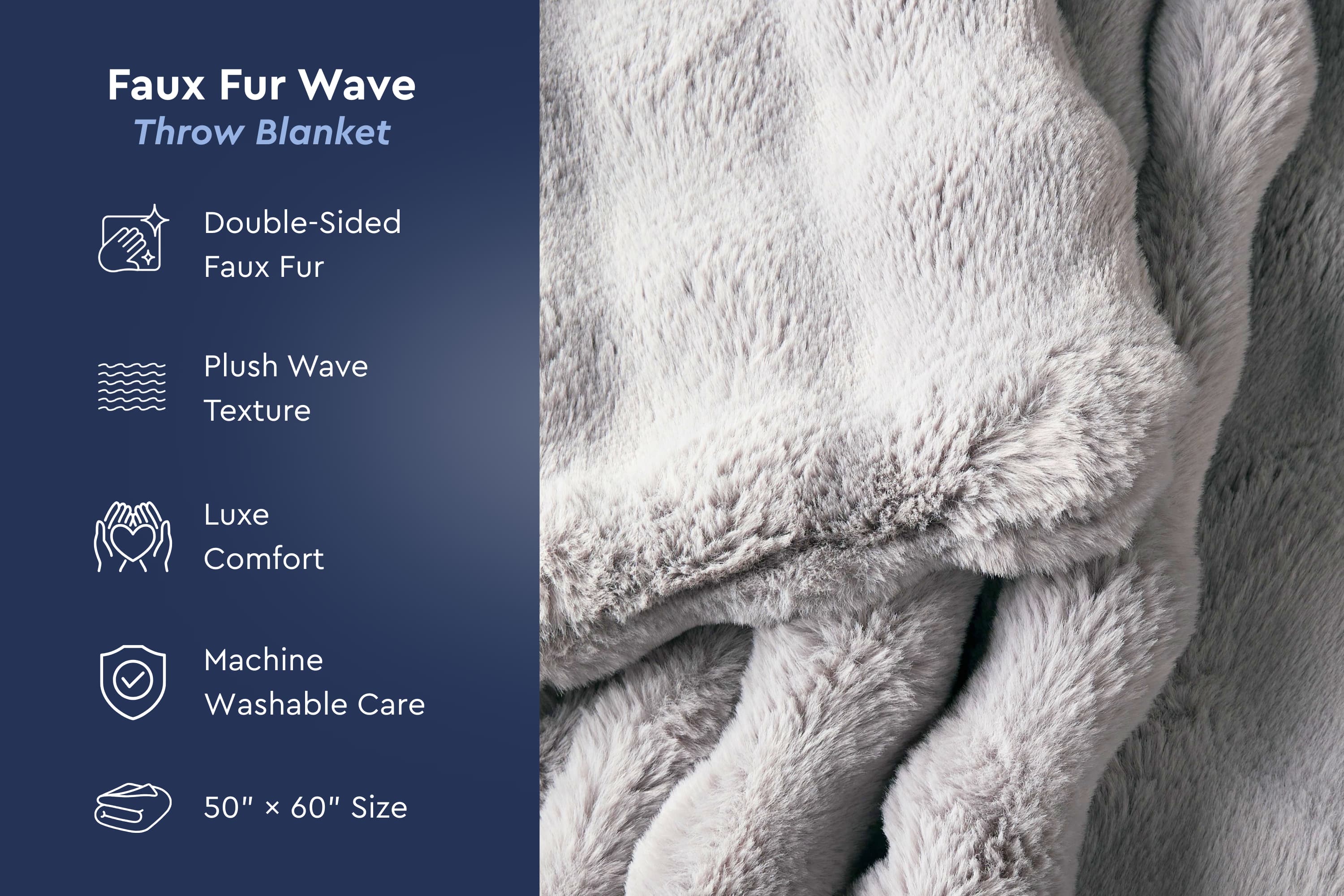 Faux Fur Wave Throw Blanket