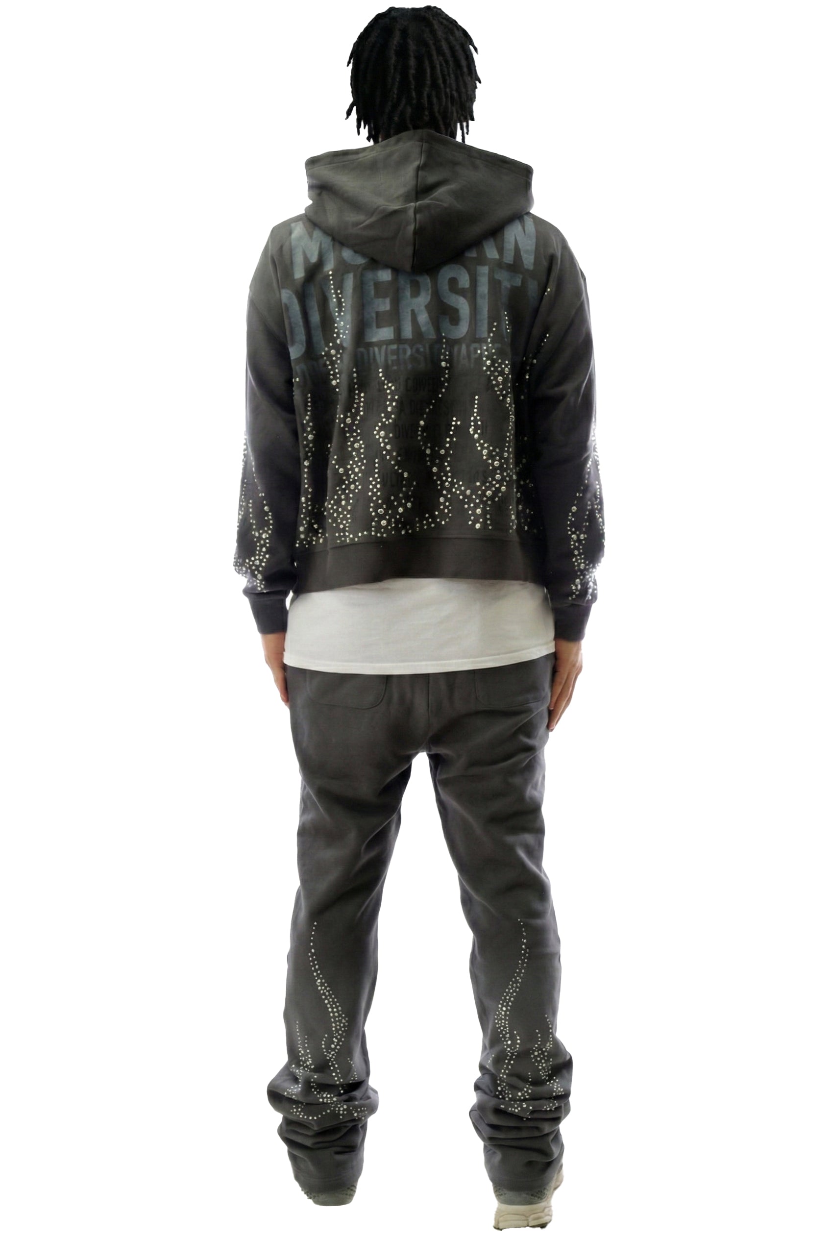 CINDER French Terry Long Sleeve Crop Top Full Zip Hoodie