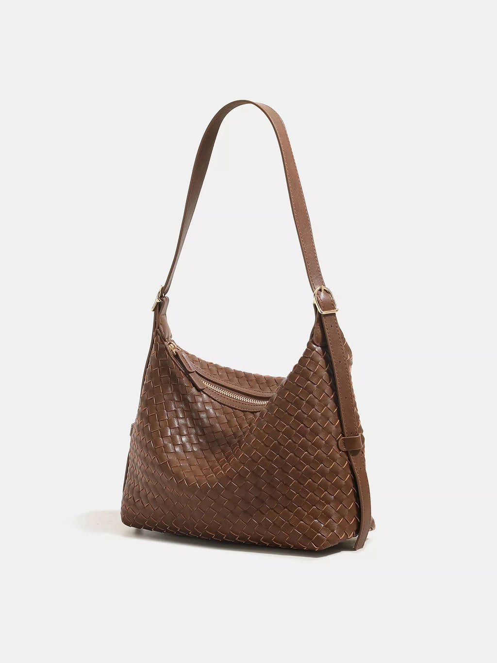 Woven PU Leather Shoulder Bag - Medium