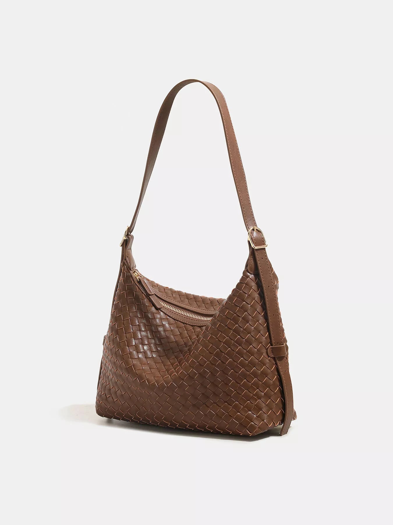 Woven PU Leather Shoulder Bag - Medium