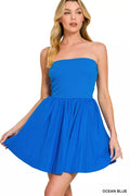 Zenana Knit Tube Top Flare Mini Dress