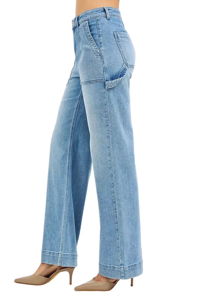 RISEN Full Size High Rise Straight Leg Jeans with Front Pockets Plus Size
