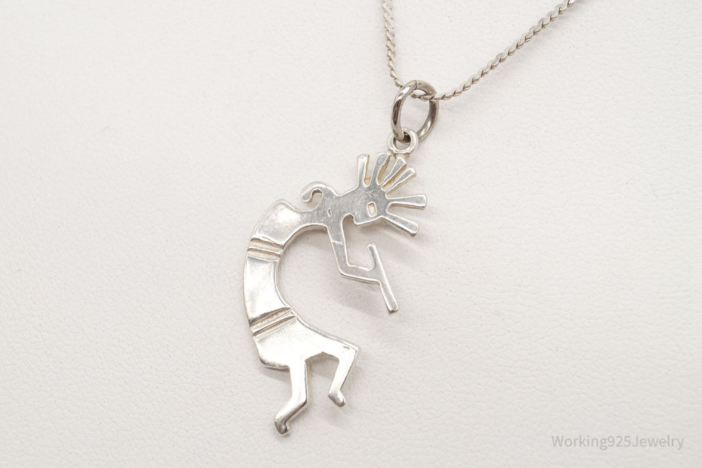 Vintage Native America Dancing Kokopelli Sterling Silver Necklace