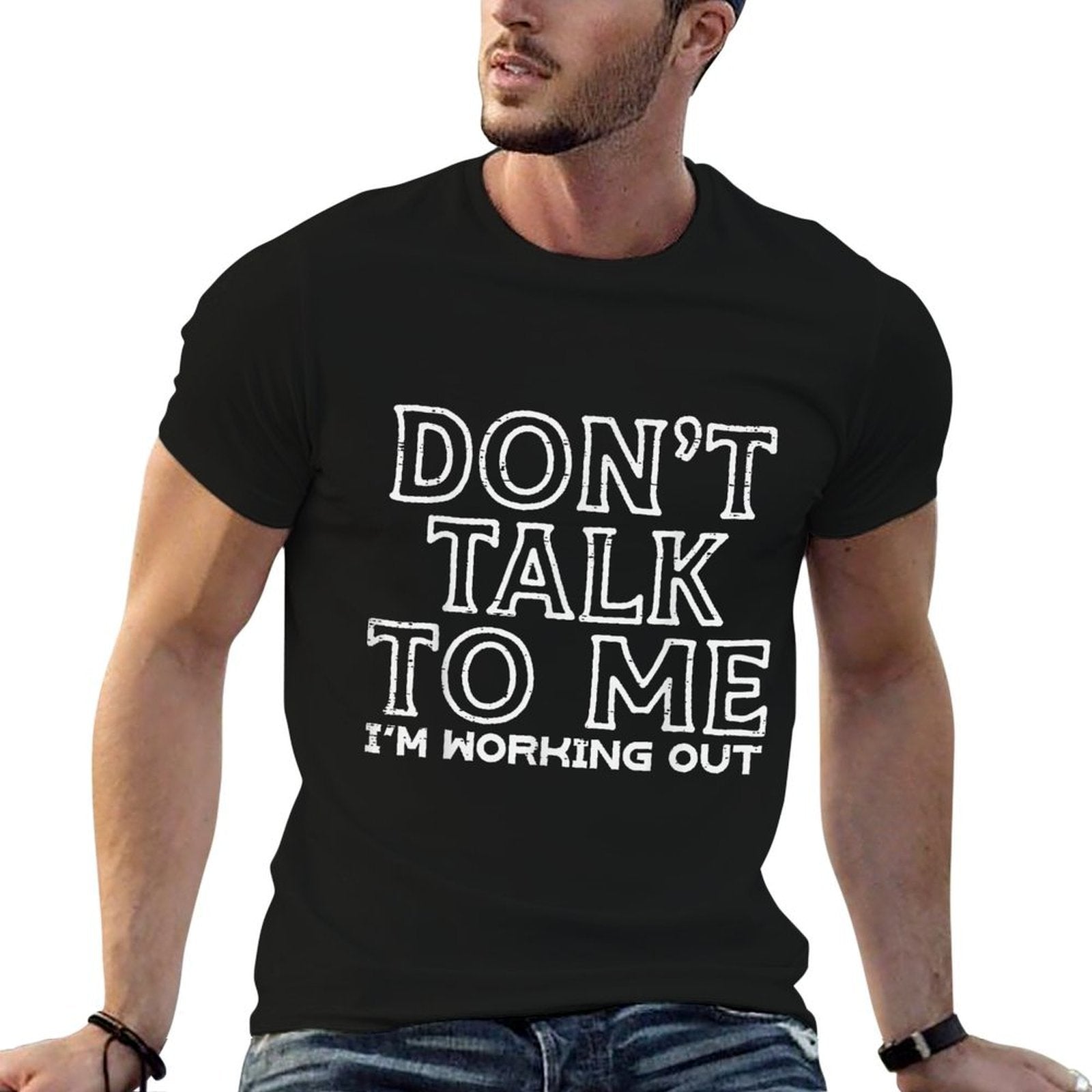 Dont Talk To Me Im Working Out Gym Fitness Men Women Kids  Slim-fit Cut T-Shirt