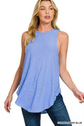 Zenana Curved Hem Slub Tunic Tank Top