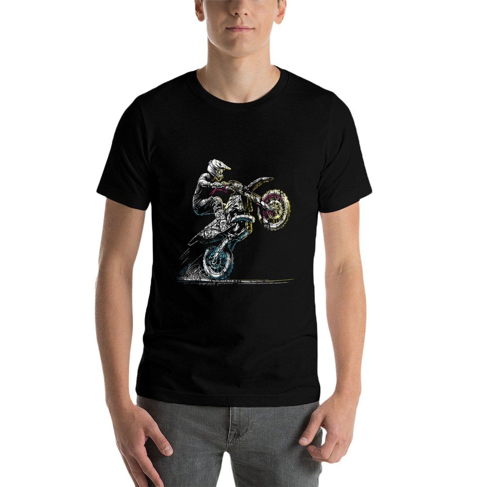 Dirt Bike Rider Retro Motorcycle Motocross  Rolled Sleeves T-Shirt