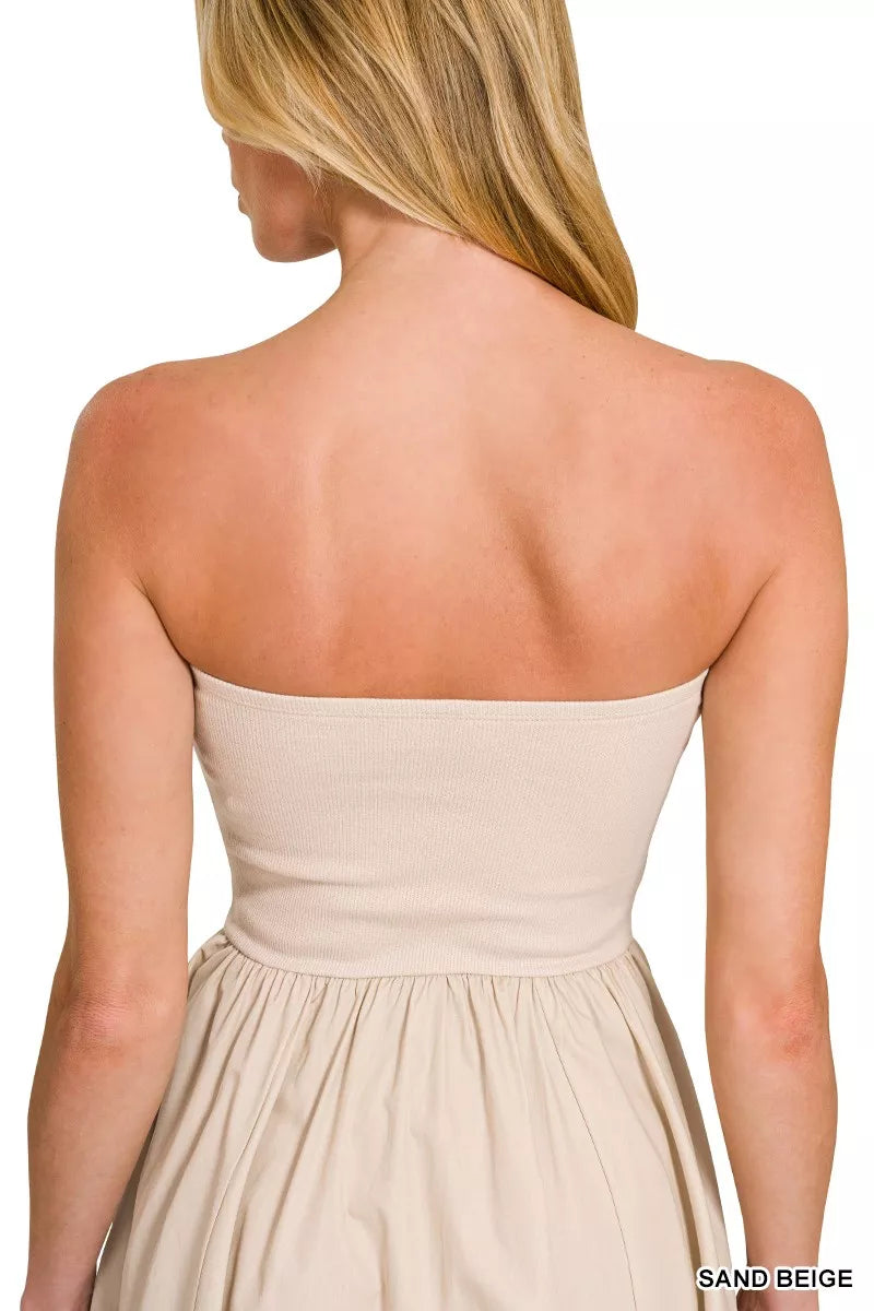 Zenana Knit Tube Top Flare Mini Dress