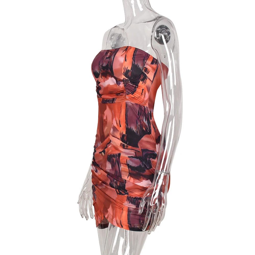 Women's Underwire Wrap Chest Cutout Pleated Cross-Wrapped Hip Dress