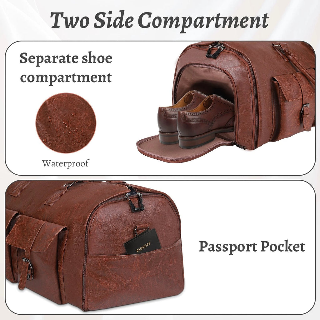 Men's Large Capacity Leather Suit Storage Bag
