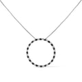 .925 Sterling Silver 1.0 Cttw Alternating Black and White Diamond Open Hoop Circle Pendant Necklace - 18" Inches