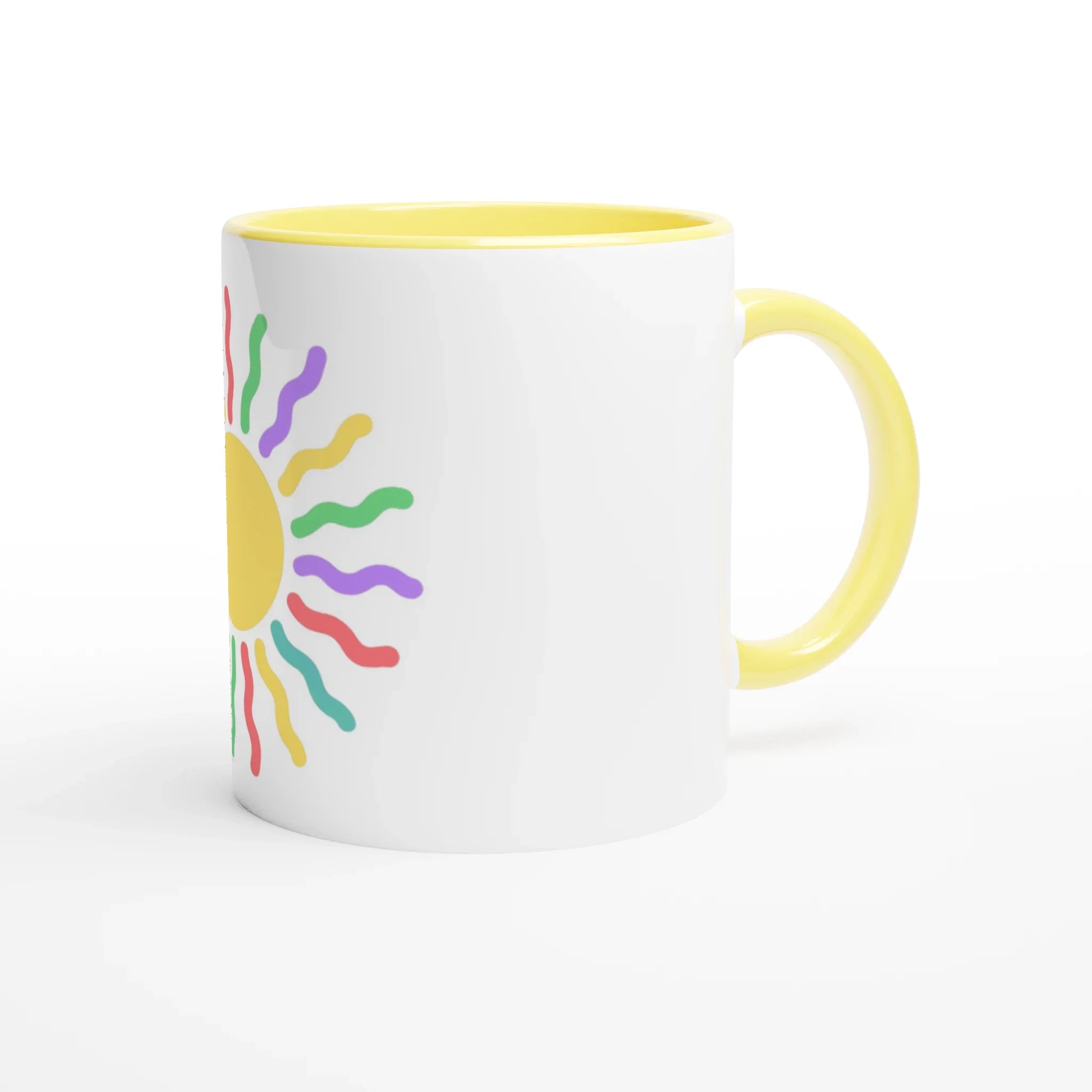 Enchanted Rainbow Sun White 11oz Ceramic Mug with Color Inside