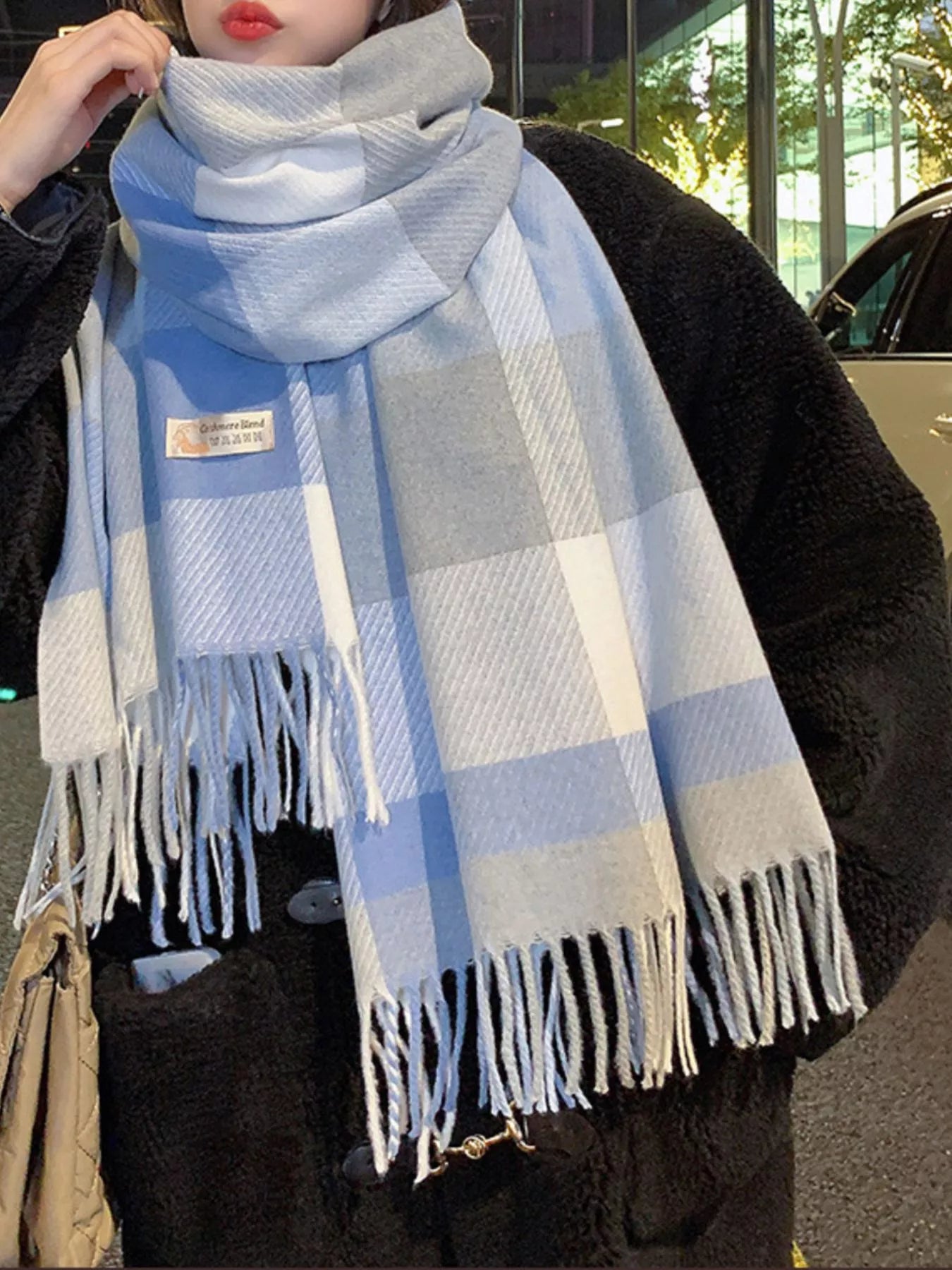 Wool Plaid Scarf with Fringe - Timeless Style