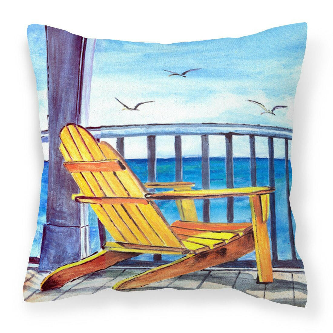 Yellow Adirondack Chair Throw Pillow - 14x14 Decorative Pillow – Art for Your Home & Patio 8085-1PW1414