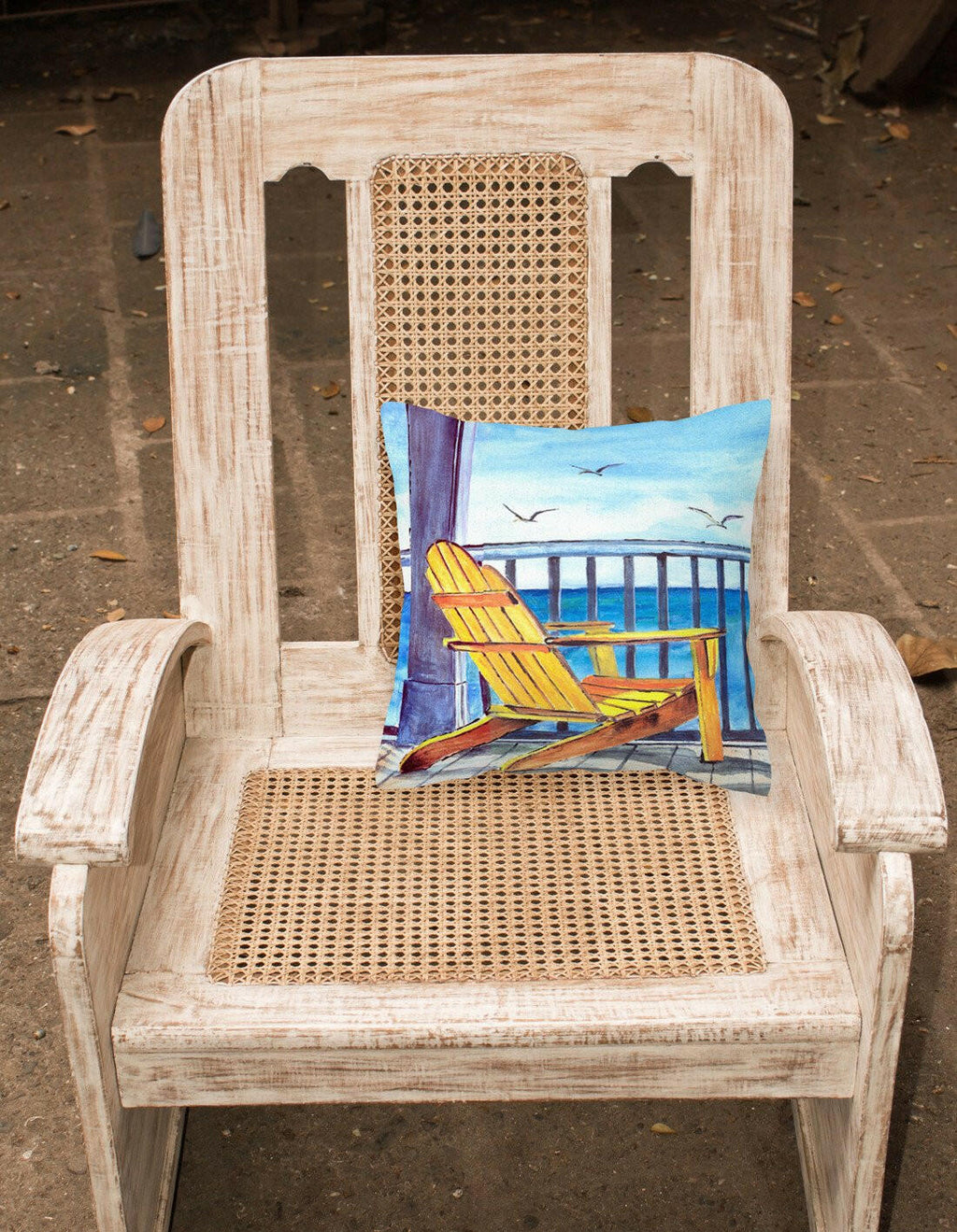 Yellow Adirondack Chair Throw Pillow - 14x14 Decorative Pillow – Art for Your Home & Patio 8085-1PW1414