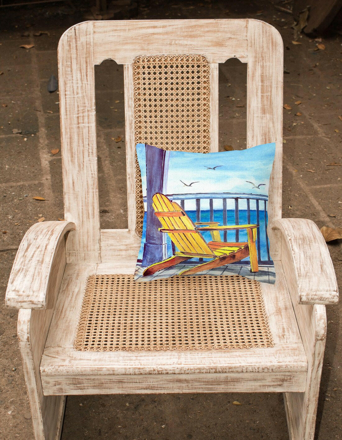 Yellow Adirondack Chair Throw Pillow - 14x14 Decorative Pillow – Art for Your Home & Patio 8085-1PW1414