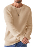 JMIERR Men's Crewneck Pullover Sweater Waffle Textured Knitted Sweaters Casual Loose Fit Sweaters with Ribbing Edge