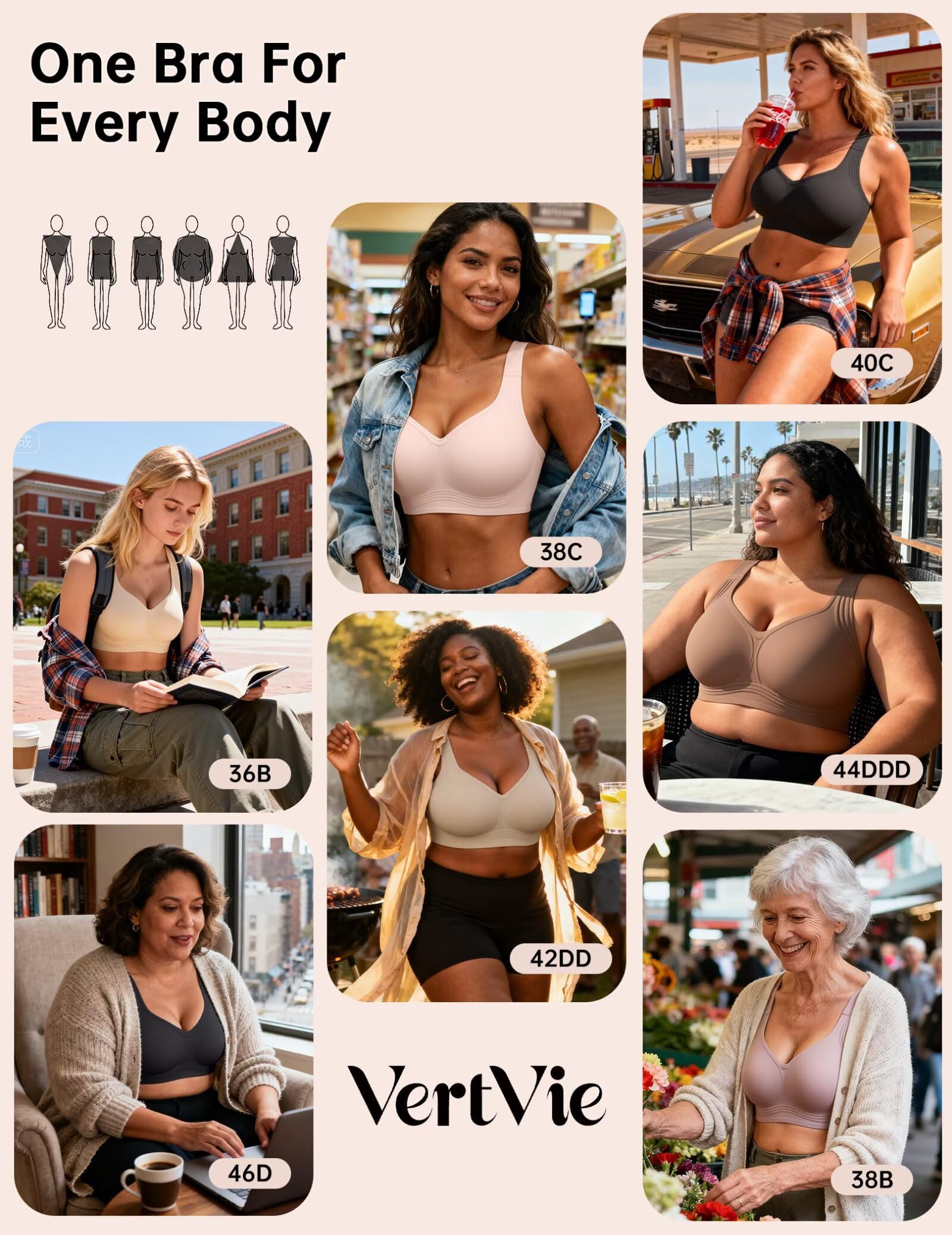 Vertvie Jelly Bras for Women Plus Size Minimizer Soft Wireless Push Up Bra Full Supportive Older Lift Back Coverage Bralette