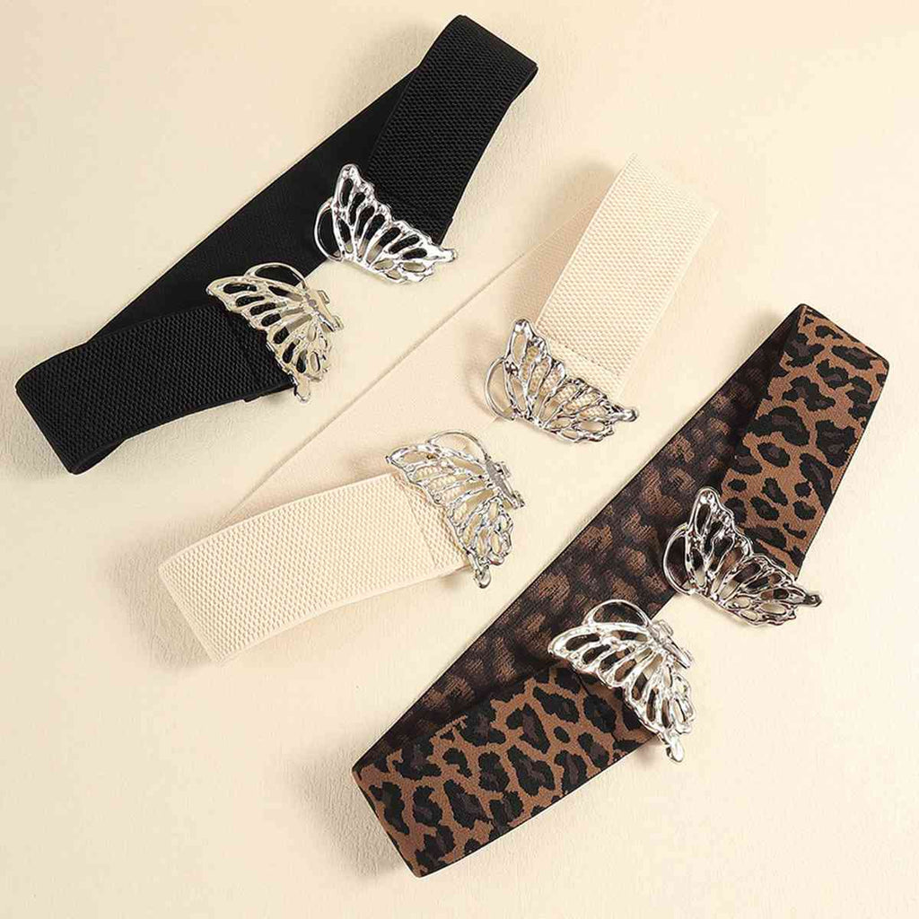 Butterfly Alloy Buckle Elastic Belt See size chart under “more details”
