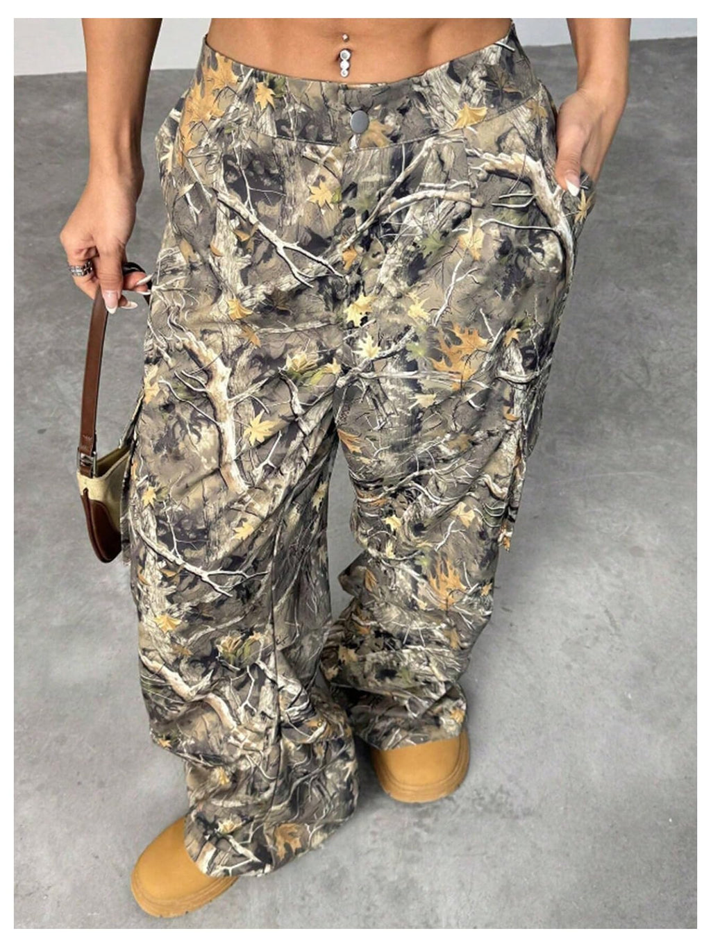 Floerns Women's Plus Size Baggy Cargo Camo Pants Wide Leg Streetwear Casual Pant