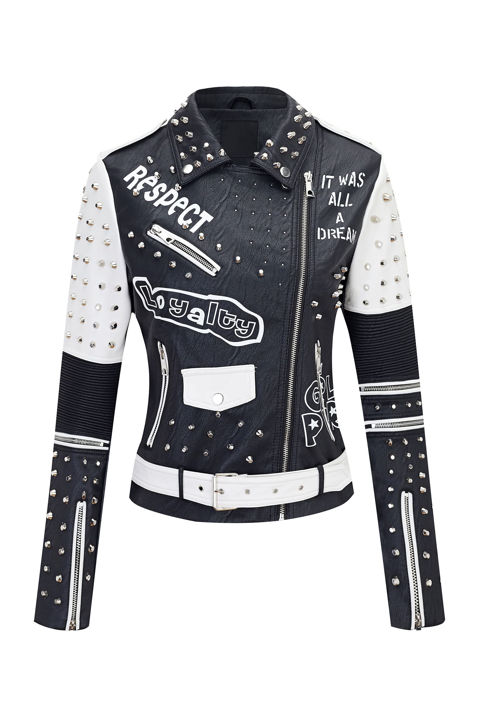 Geschallino Women's Faux Leather Jacket Plus Size Fall Motorcycle Biker Clothes Outfits Short Fashion PU Coat (1X-5X)