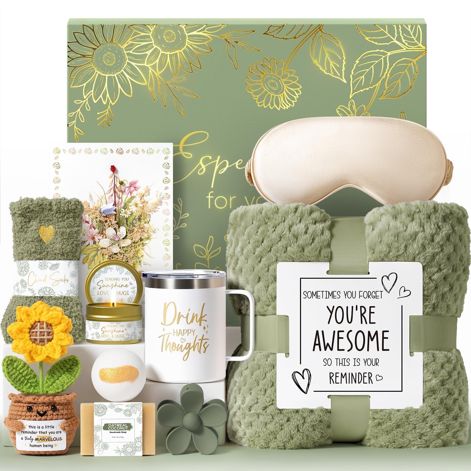 MAYICIVO Birthday Gifts for Women Self Care Get Well Soon Gift Baskets, Spa Care Package Inspirational for Women Mom