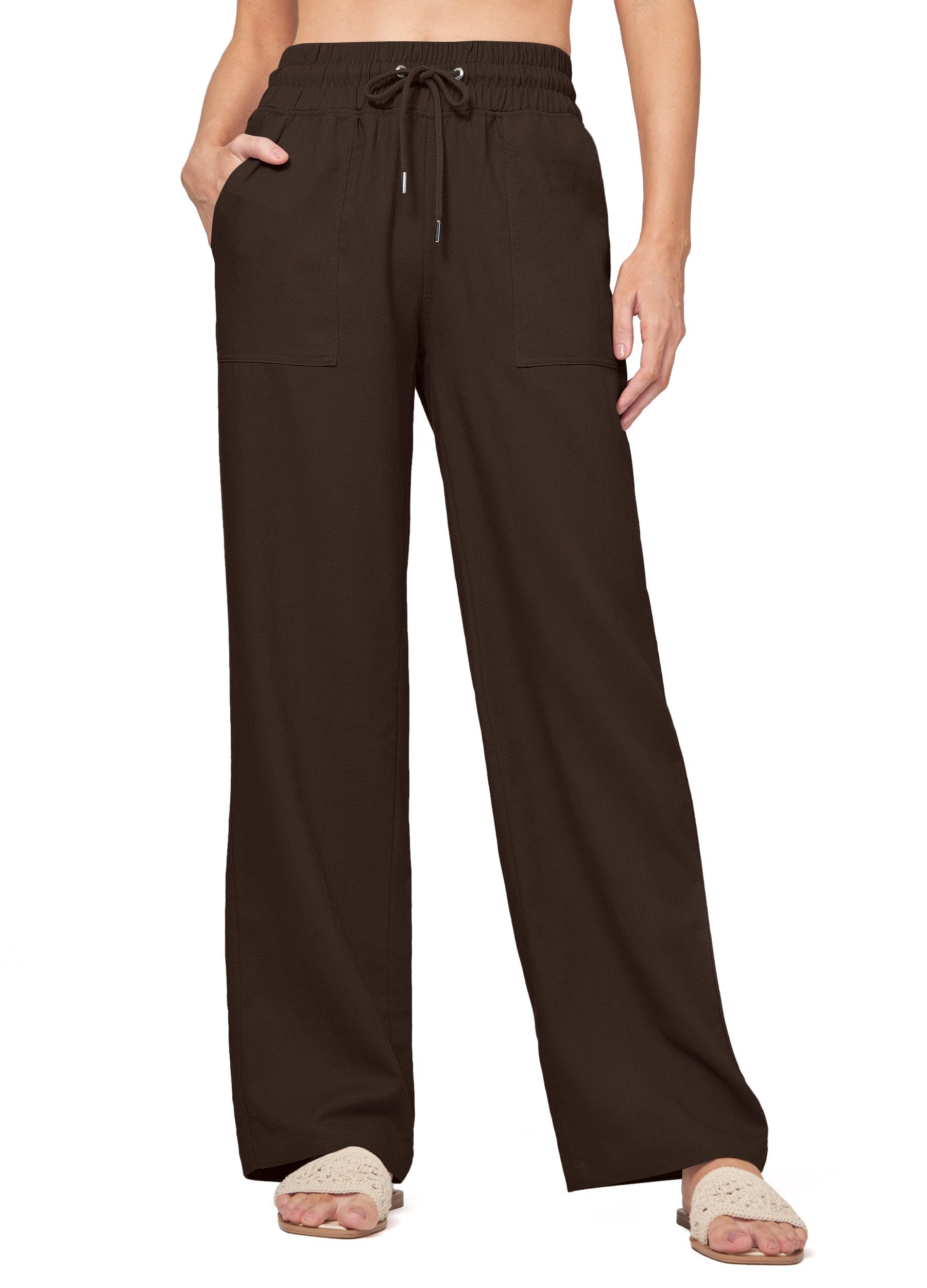 Willit Women Linen Pants Wide Leg Casual Palazzo Pants Cotton Linen Lounge Beach Summer Pants with Pockets 29"/31"/ 33"