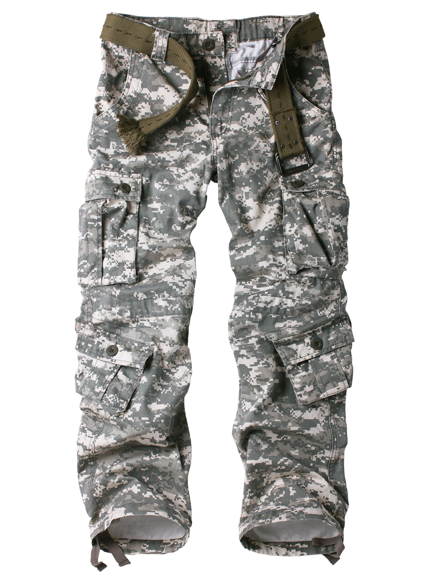 AKHIKING Men's Camo Cargo Work Pants Cotton Tactical Ripstop Casual Combat Pants with 8 Pockets