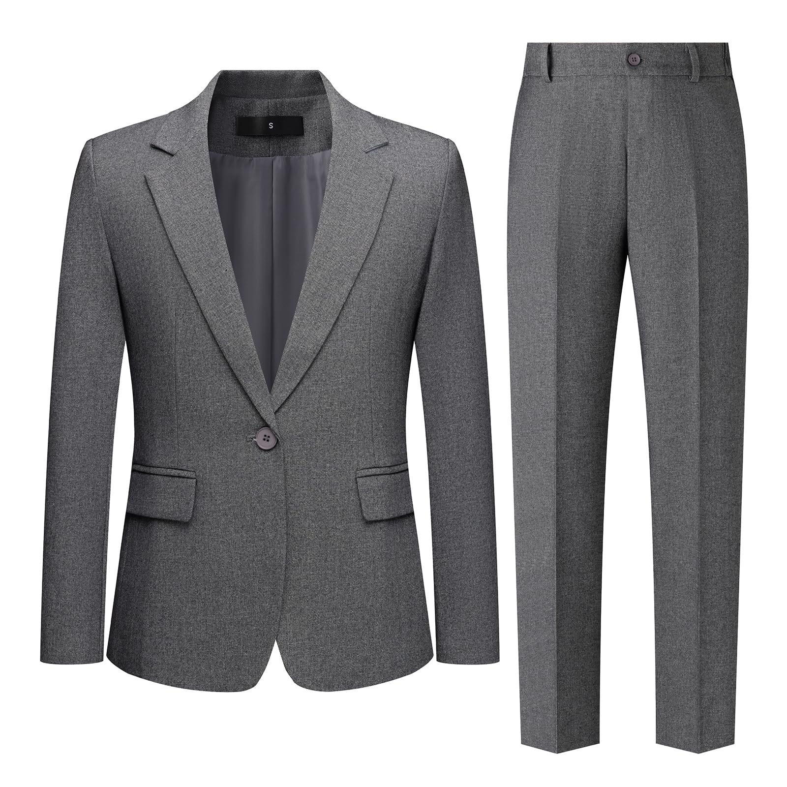 Women's 2 Piece Pant Suit Dressy Business Casual Outfits Notched Collar Blazer Professional Pantsuits Set for Work Office