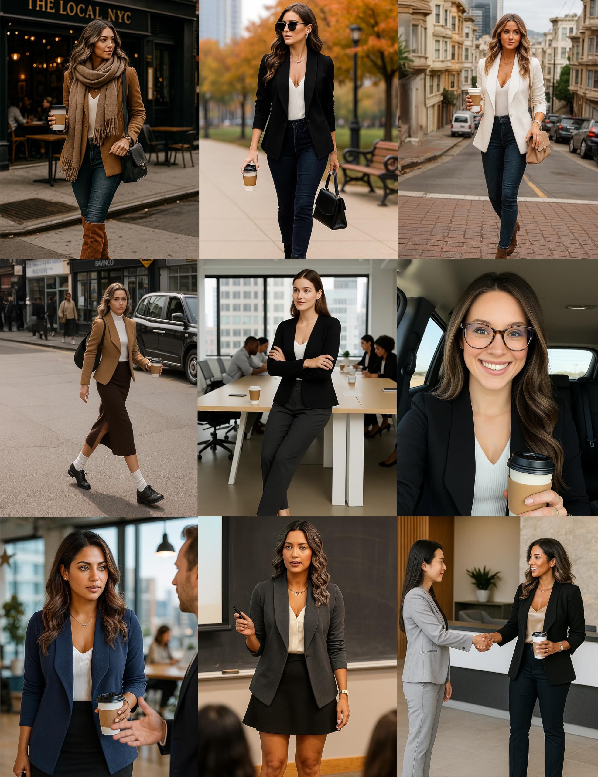Tralilbee Women's Blazers Long Sleeve Open Front Work Office Suit Jackets Blazer S-XL