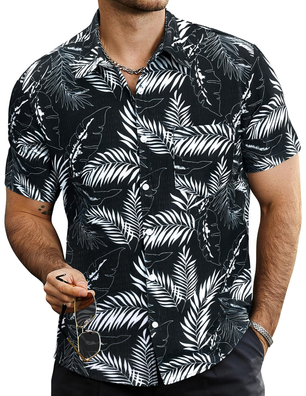 VATPAVE Mens Summer Striped Shirts Button Down Short Sleeve Vintage Beach Hawaiian Shirts with Pocket