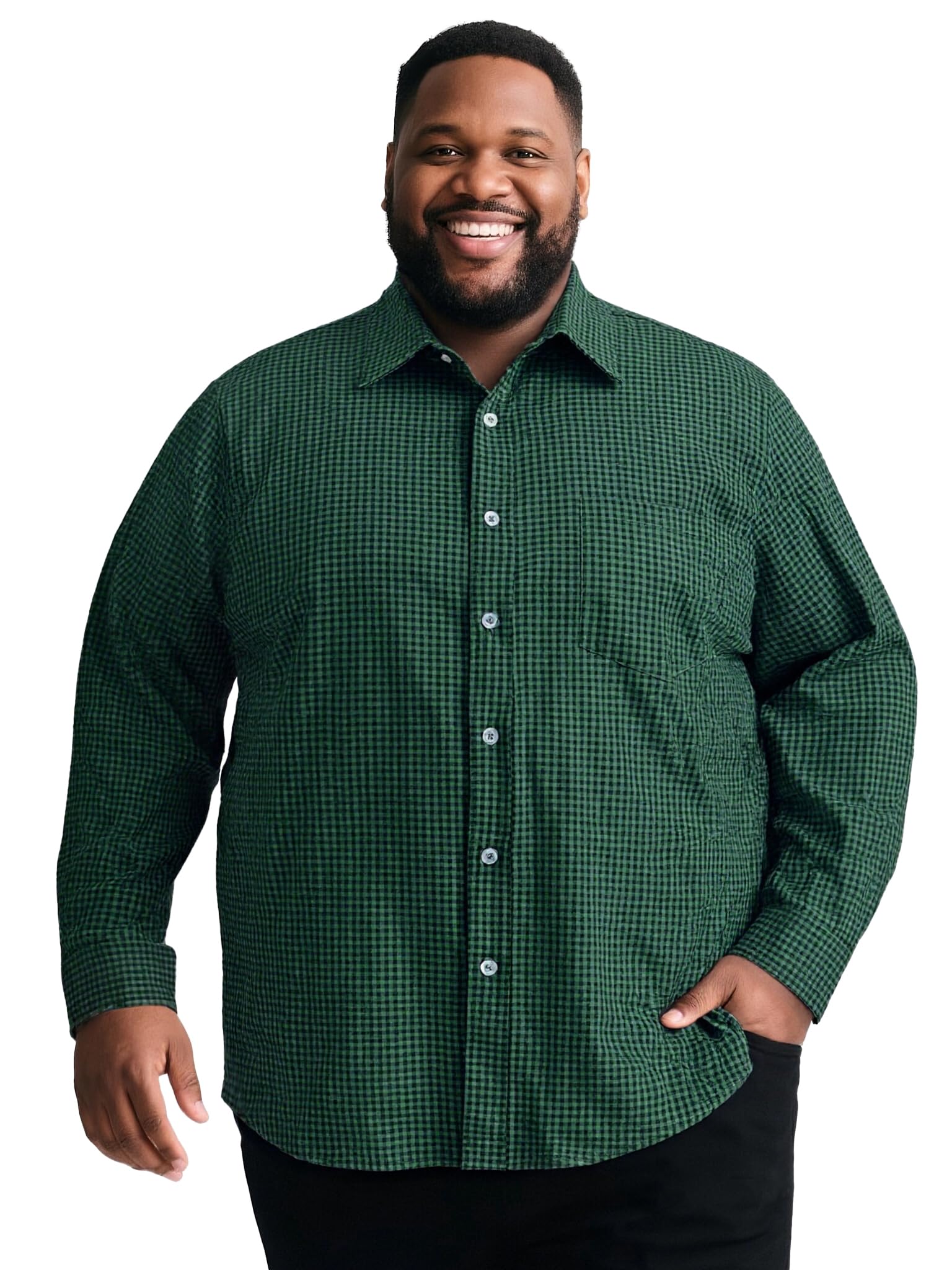 Yuyapu Big and Tall Shirts for Men, Long Sleeve Casual Dress Shirts Button Down with Pocket for Business,Travel,Daily Wear