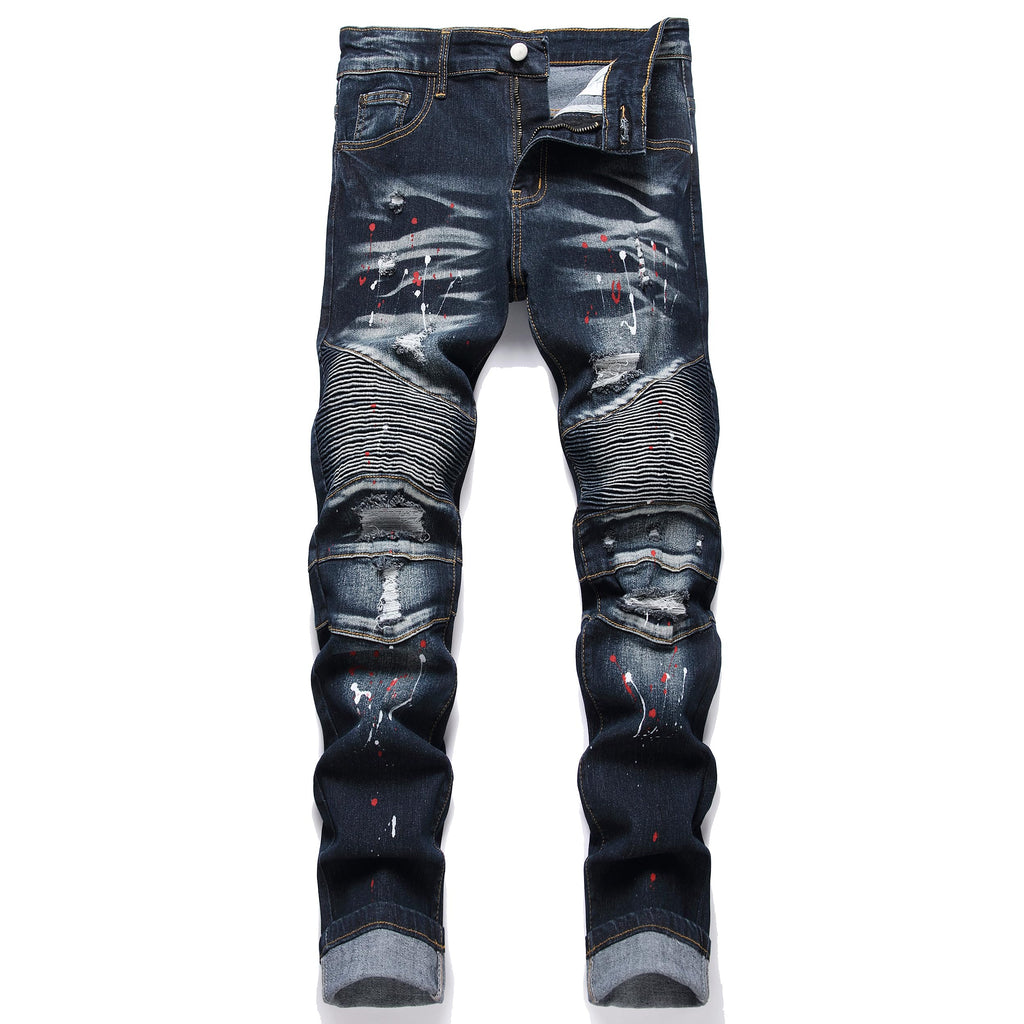 QIMYUM Men's Slim Fit Jeans Ripped Skinny Jeans for Men, Fashion Biker Jeans Stretch Moto Cargo Denim Pants