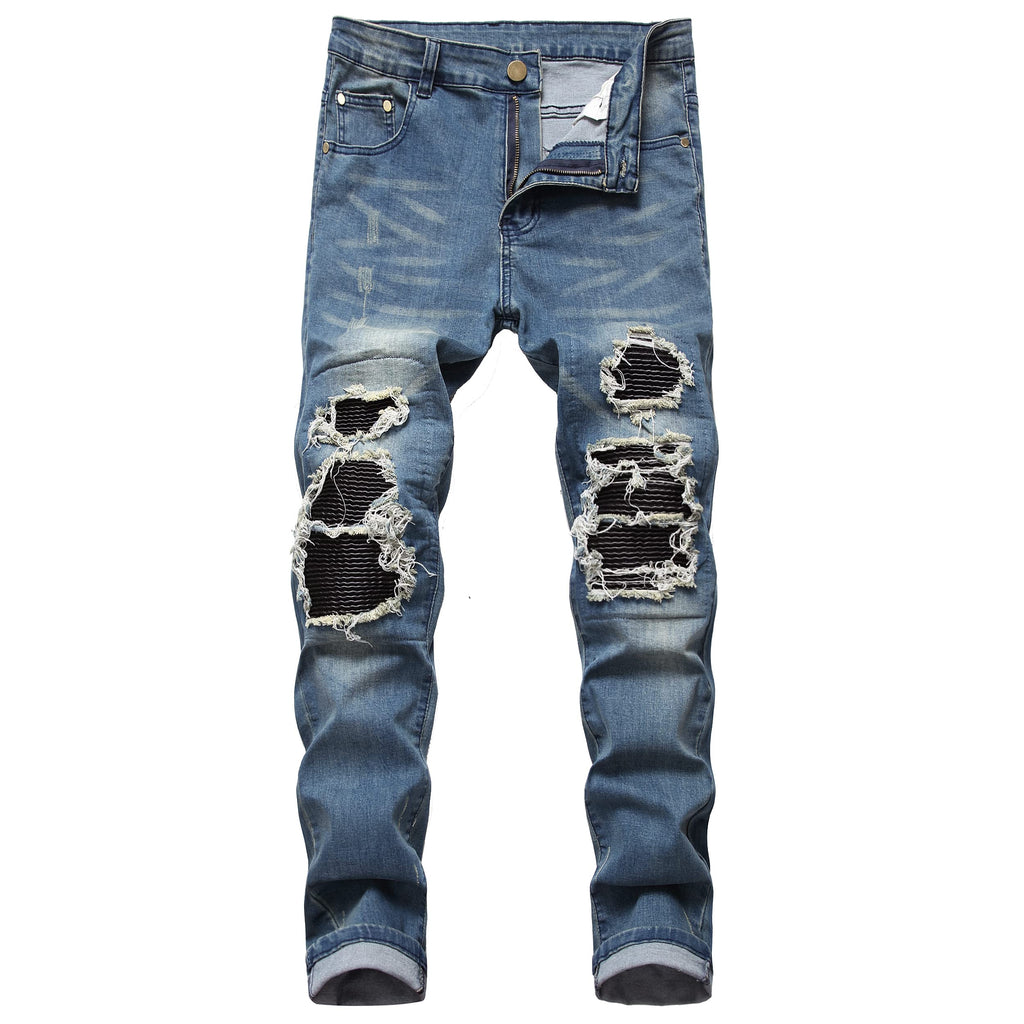 QIMYUM Men's Slim Fit Jeans Ripped Skinny Jeans for Men, Fashion Biker Jeans Stretch Moto Cargo Denim Pants