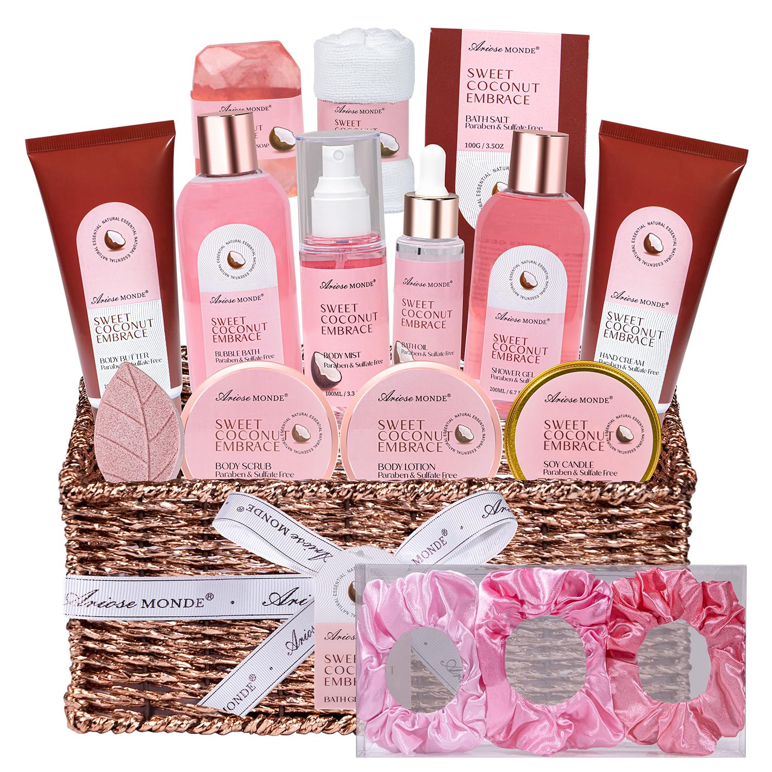 Bath Spa Gift Basket Set for Women, Enchanted Orchid Scent, Home Spa Gift Box with Shower Gel, Bubble Bath, Body Lotion, Body Scrub, Bath Bomb, Bath Salt, Bath & Body Gift Set