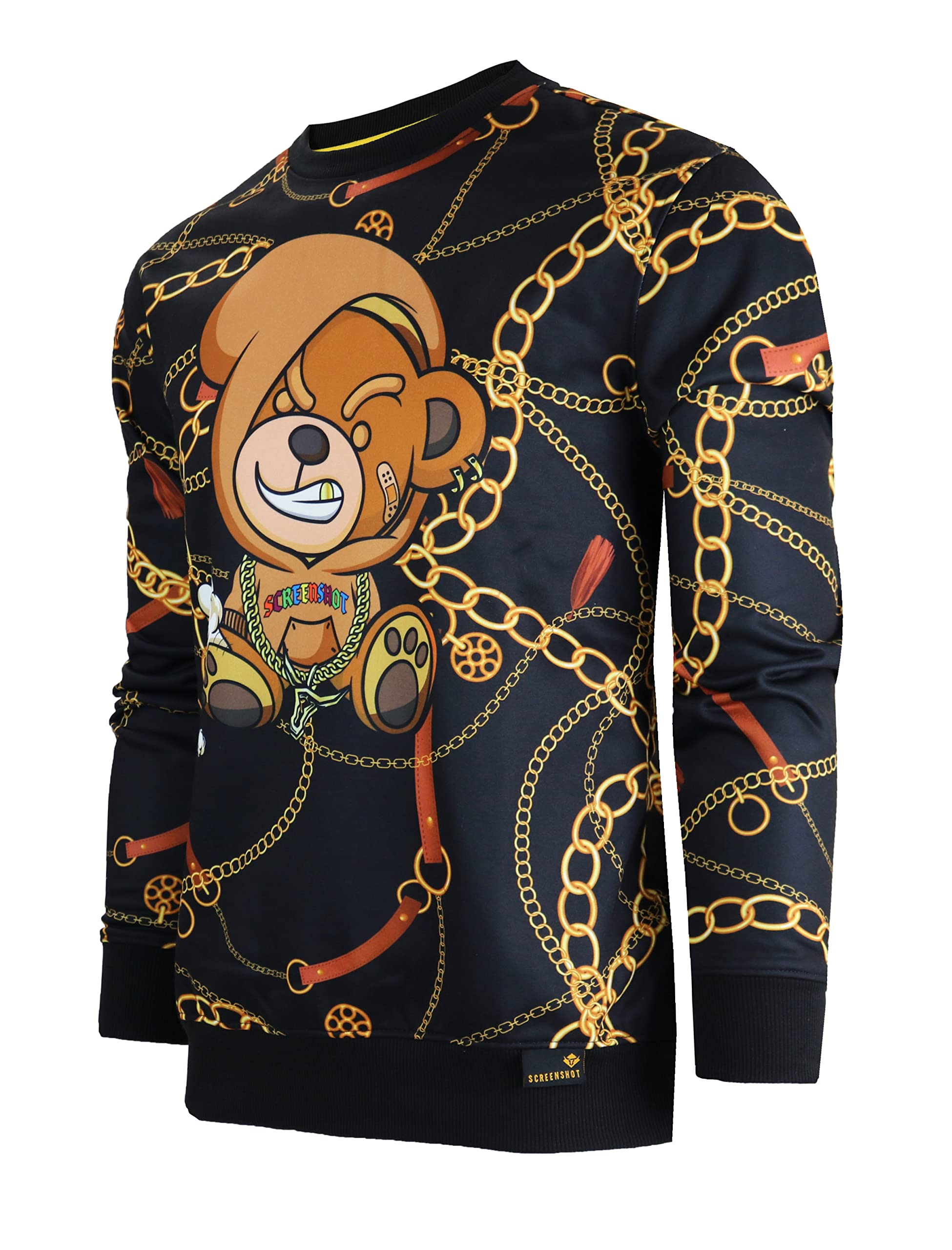 SCREENSHOT Mens Urban NYC Graffiti Hip Hop Fleece Pullover Active Fashion Crew Neck Sweatshirt Top
