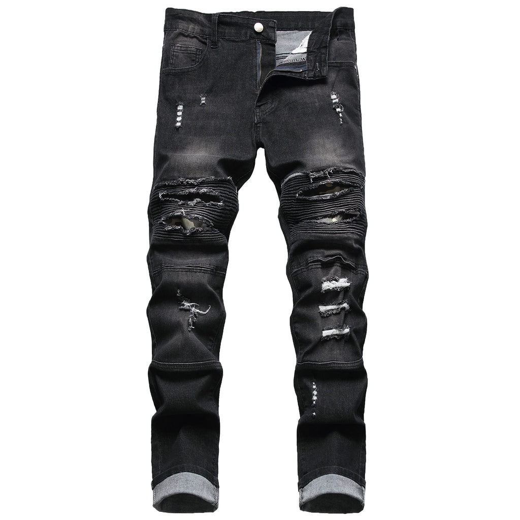 QIMYUM Men's Slim Fit Jeans Ripped Skinny Jeans for Men, Fashion Biker Jeans Stretch Moto Cargo Denim Pants