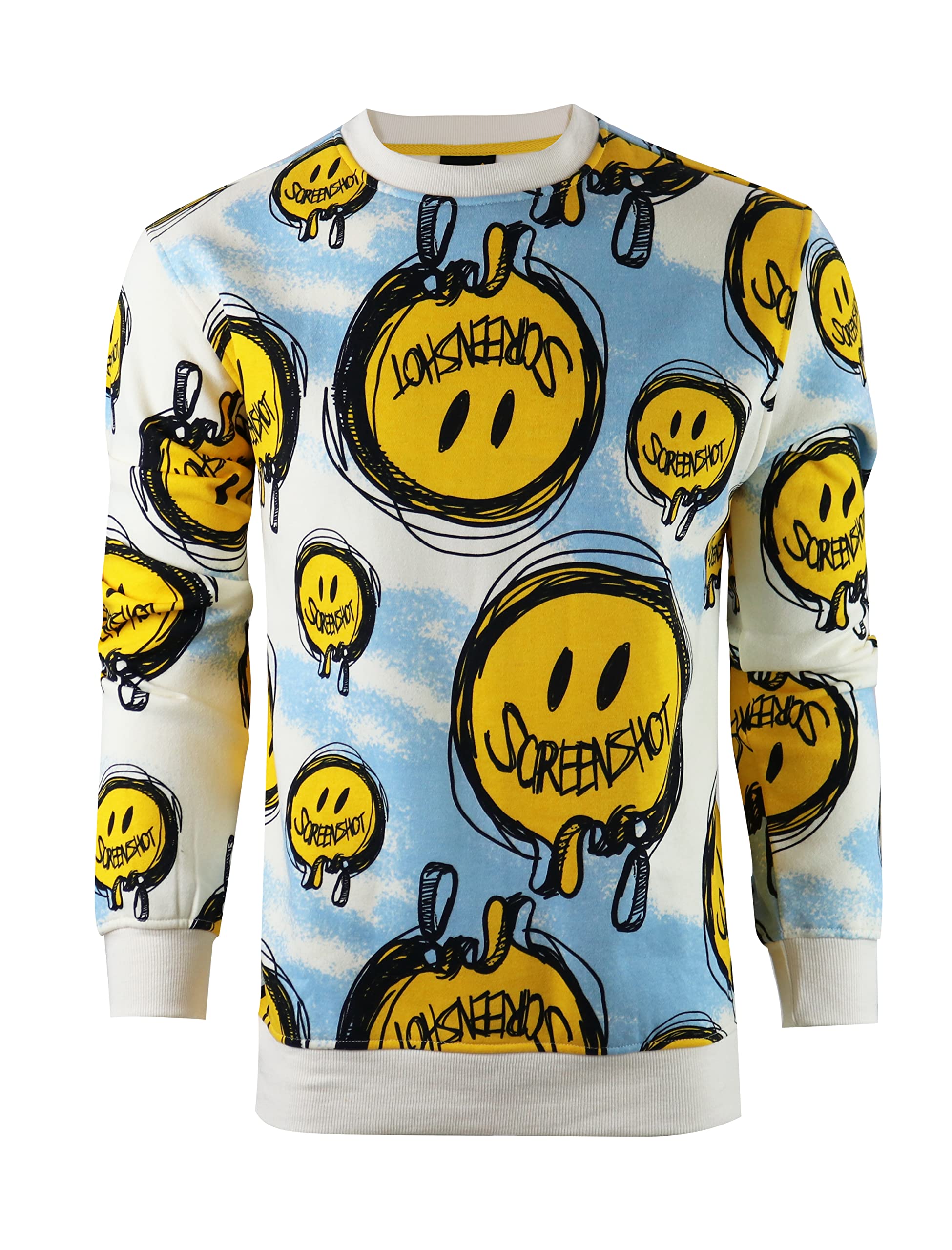 SCREENSHOT Mens Urban NYC Graffiti Hip Hop Fleece Pullover Active Fashion Crew Neck Sweatshirt Top