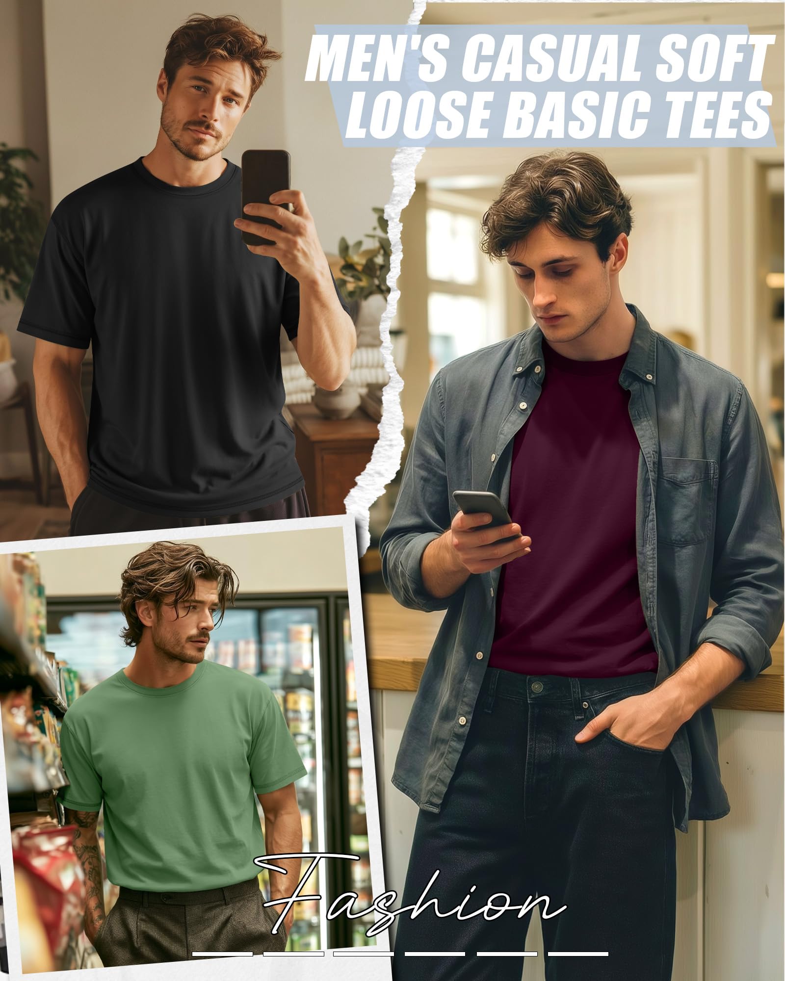 Neer 3 Pack Big and Tall Shirts for Men L-7xl, Short Sleeve Men Crewneck Tops Loose Casual Large T-Shirts Summer Basic Tee
